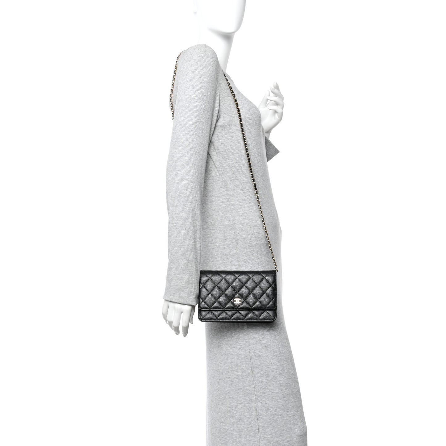 Caviar Quilted Wallet On Chain WOC Black