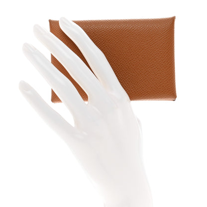 Hermes Epsom Calvi Card Case Gold 2 of 7