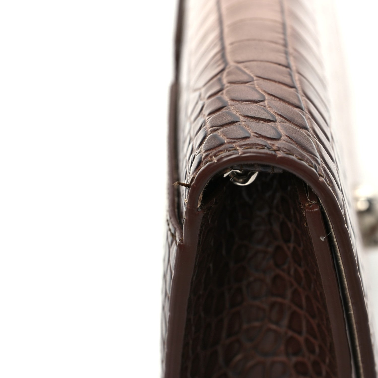 Alexander McQueen Calfskin Crocodile Embossed Skull Mini Crossbody Bag Brown 8 of 9