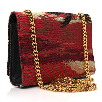 Saint Laurent Jacquard Calfskin Sunset Small Monogram Kate Satchel Black 2 of 7