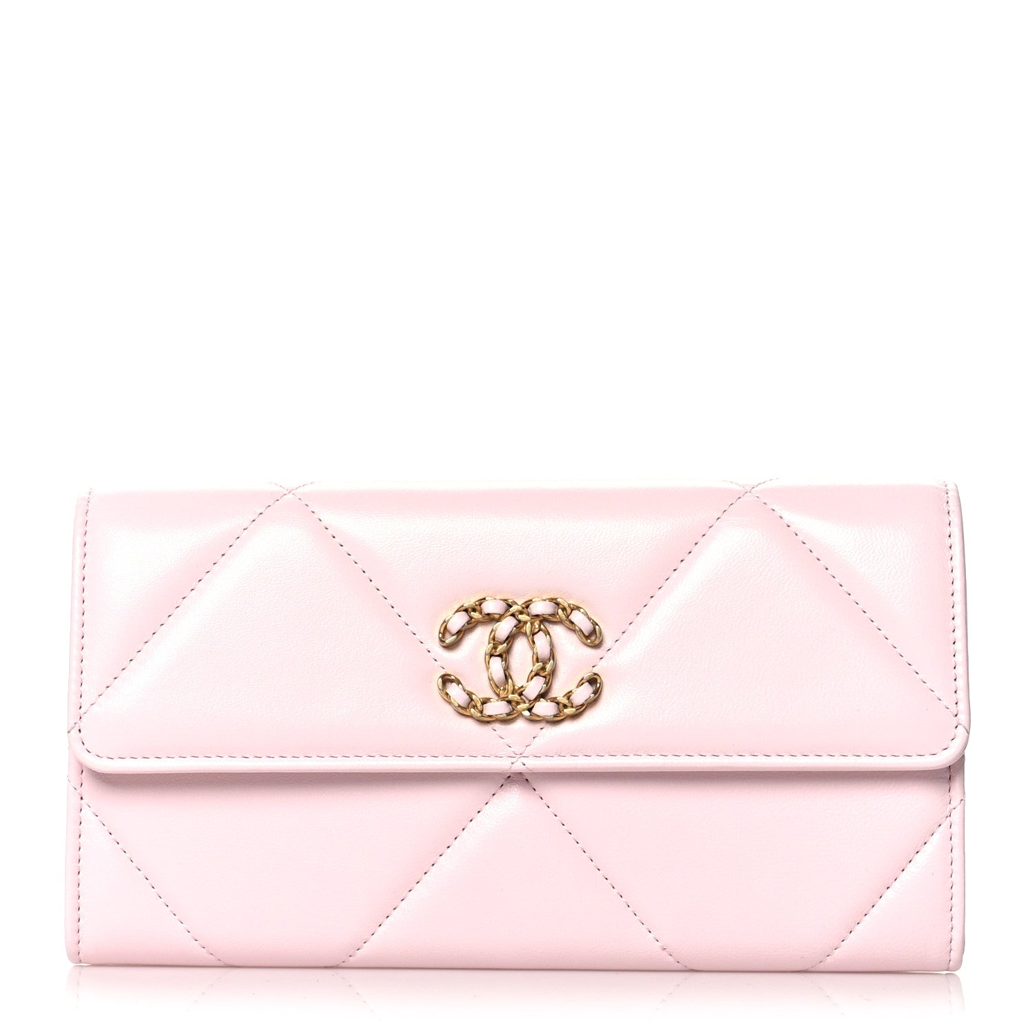 Chanel Lambskin Quilted Chanel 19 Flap Wallet Light Pink 1 of 8