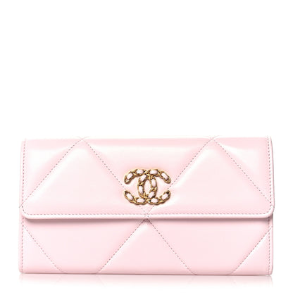 Chanel Lambskin Quilted Chanel 19 Flap Wallet Light Pink 1 of 8