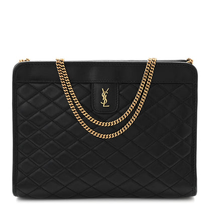 Saint Laurent Lambskin Quilted Monogram Baby Victoire Chain Clutch Bag Black 1 of 10