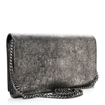 Saint Laurent Metallic Calfskin Lizard Embossed Medium Classic Monogram Kate Satchel 3 of 8