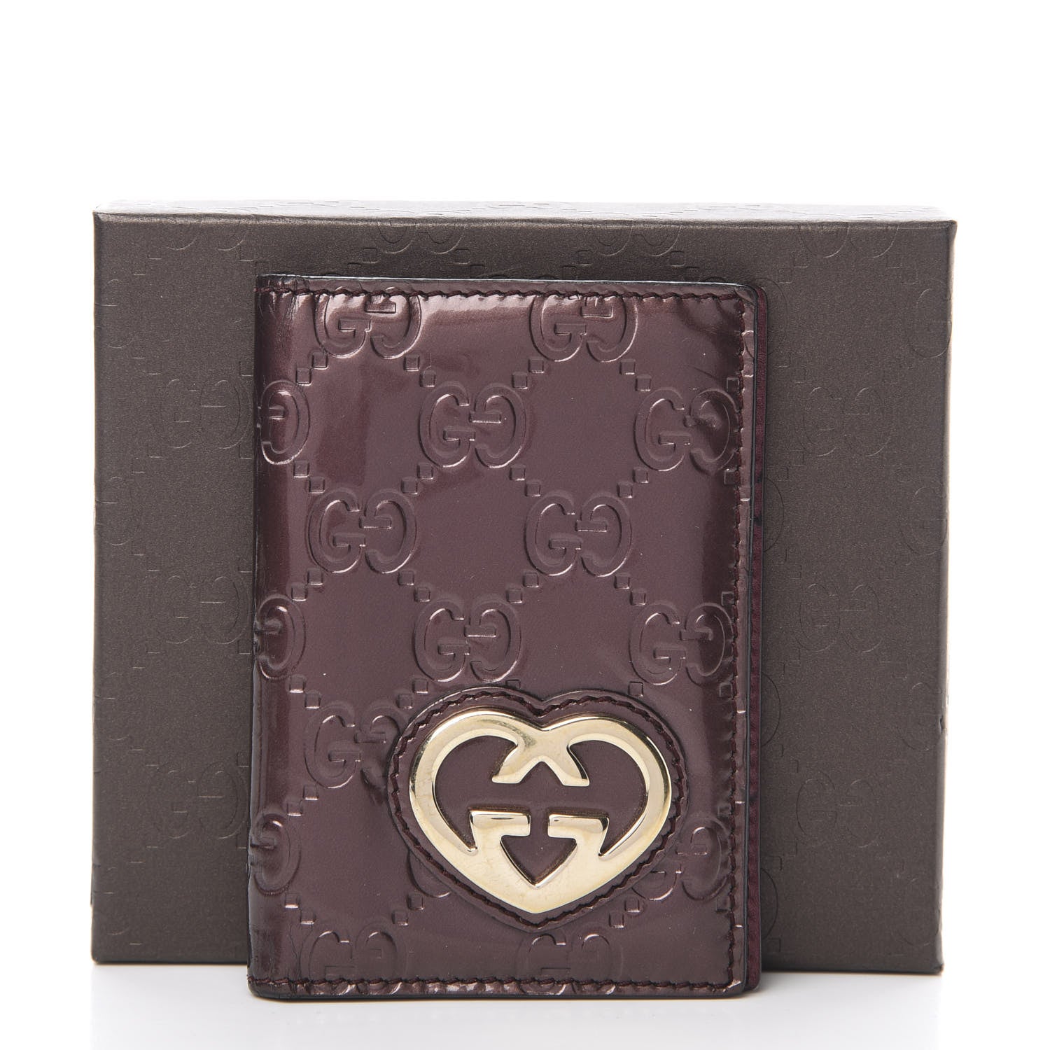 Gucci Shine Guccissima Lovely Heart Mini ID Wallet Scarlatto 10 of 10