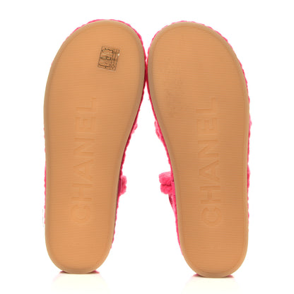Chanel Cord Lambskin Quilted Logo Sandals 39 Pink 6 of 6