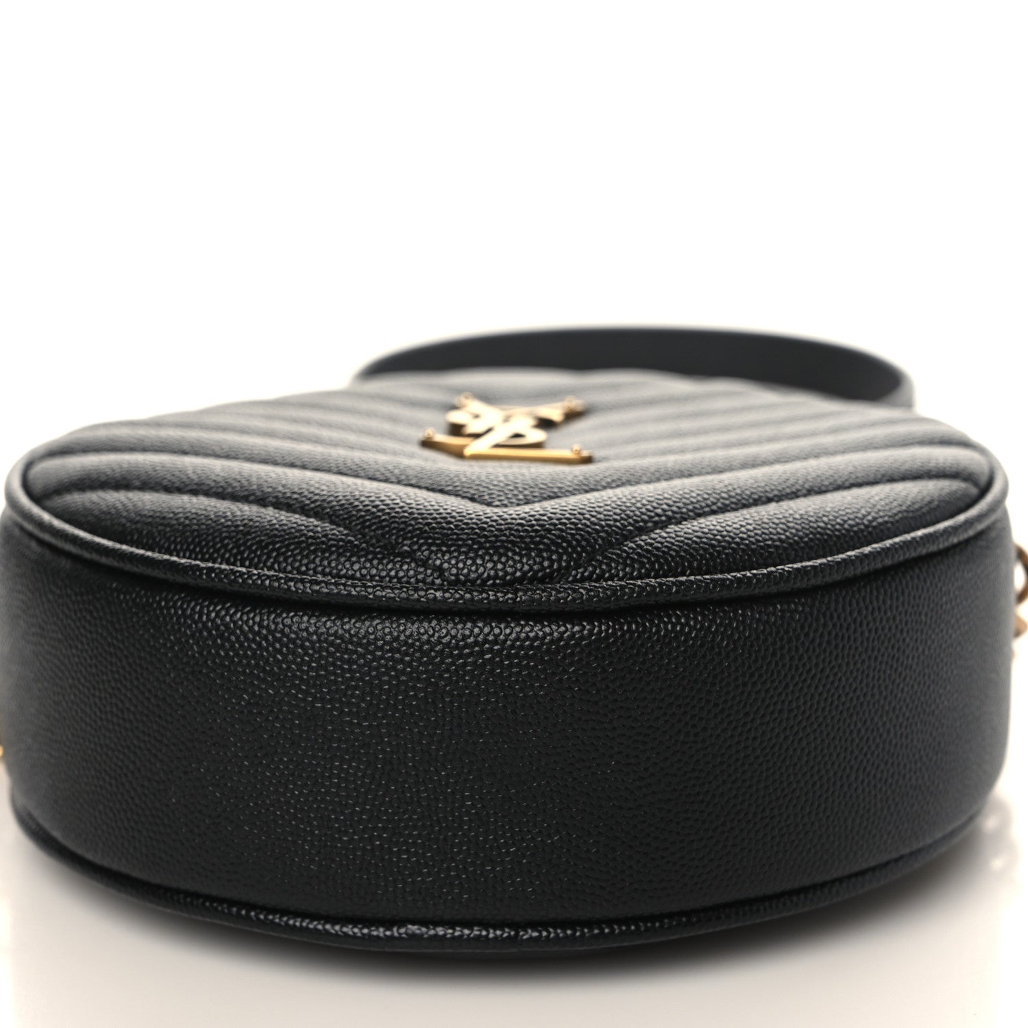 Saint Laurent Grain De Poudre Matelasse Chevron Quilted Round Vinyle Camera Bag Black 8 of 8