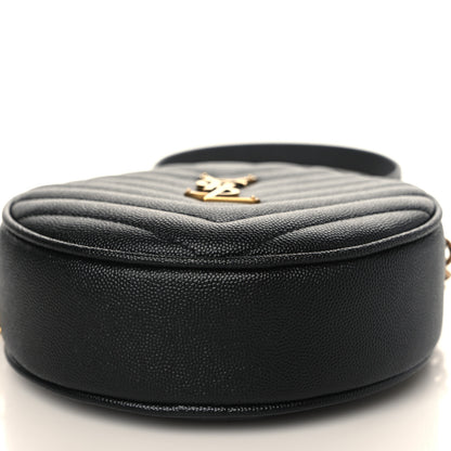 Saint Laurent Grain De Poudre Matelasse Chevron Quilted Round Vinyle Camera Bag Black 8 of 8