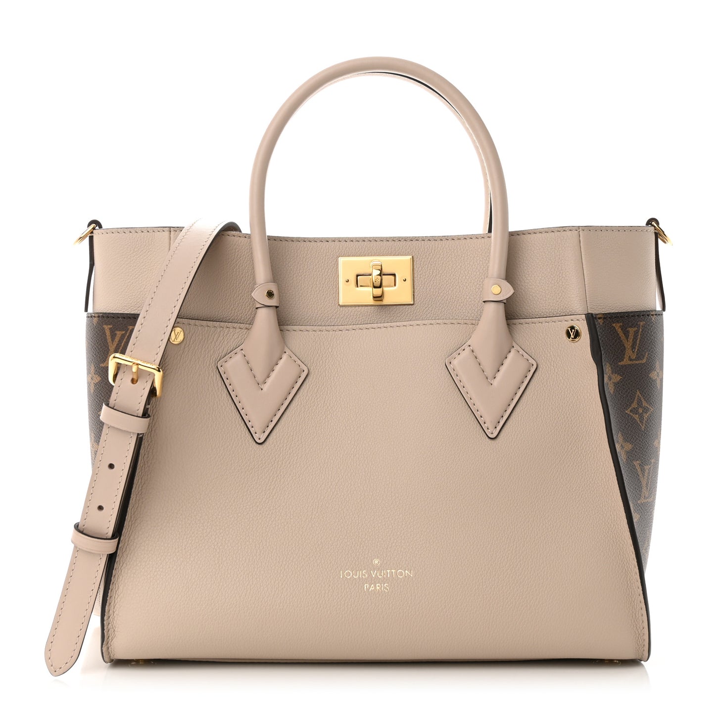 Calfskin Monogram On My Side MM Greige