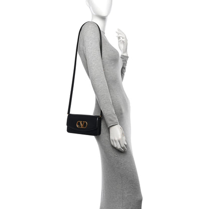 Valentino Garavani Shiny Calfskin Vlogo Small Shoulder Bag Black 2 of 9