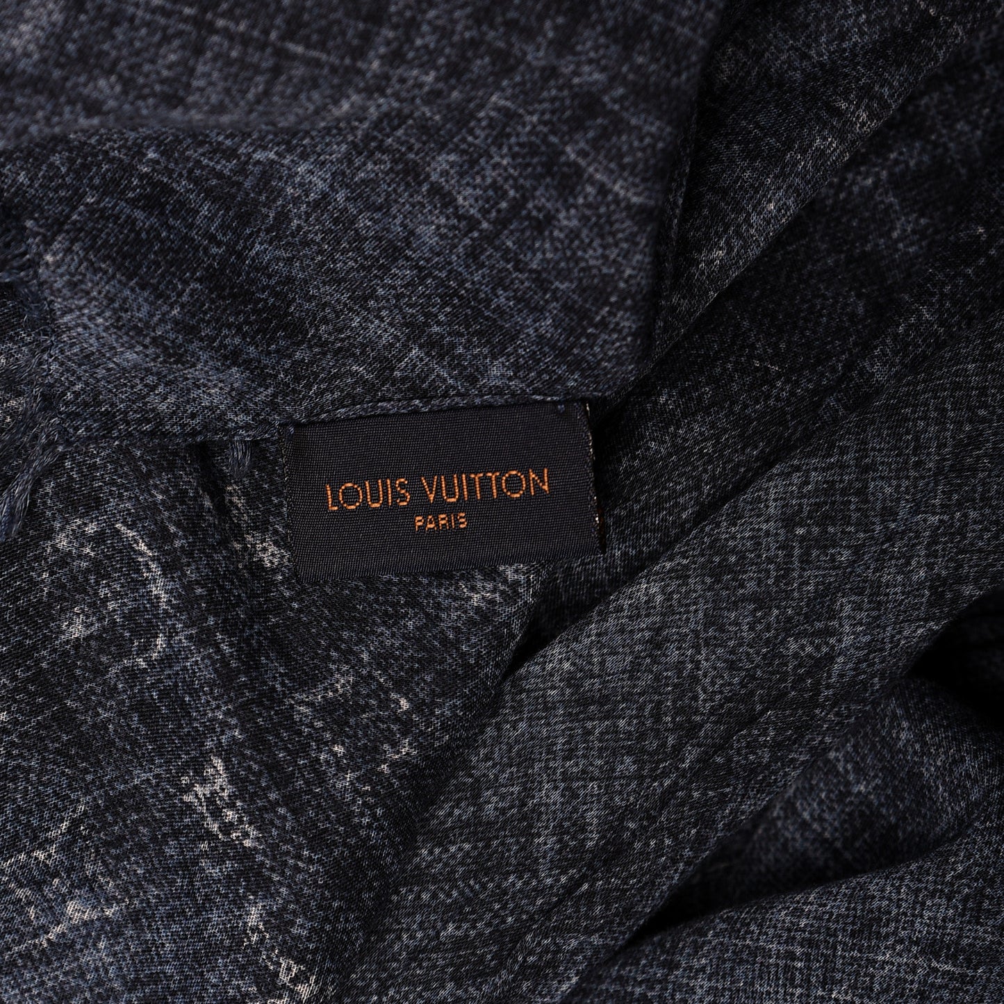 Cotton Monogram Denim Stole Navy
