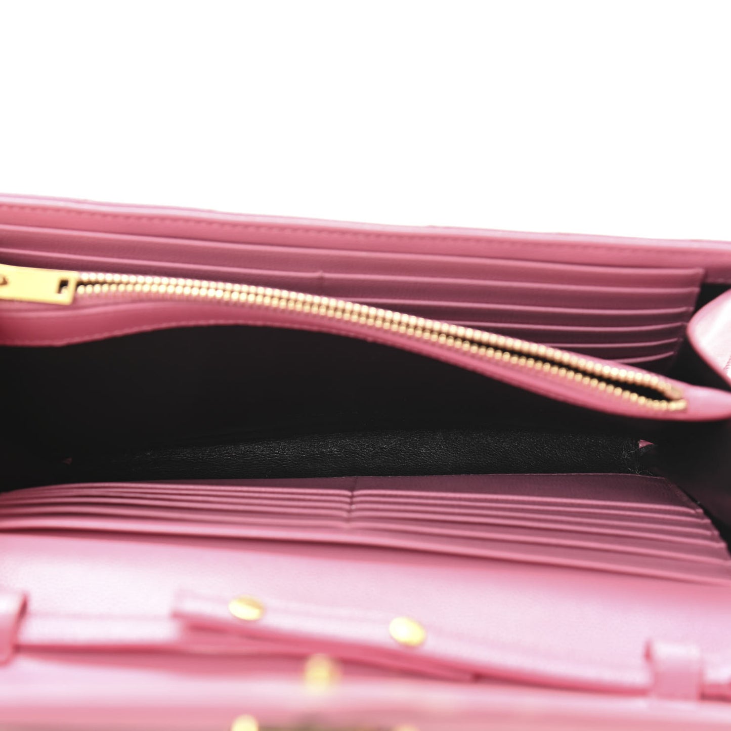 Grain De Poudre Matelasse Chevron Monogram Chain Wallet Indian Pink