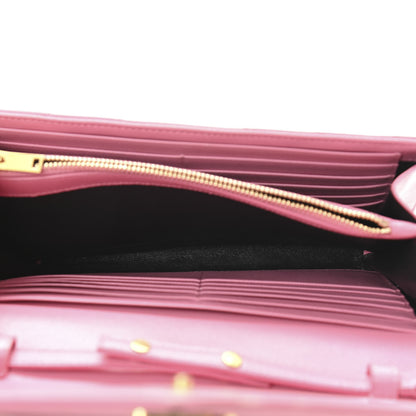 Saint Laurent Grain De Poudre Matelasse Chevron Monogram Chain Wallet Indian Pink 6 of 13