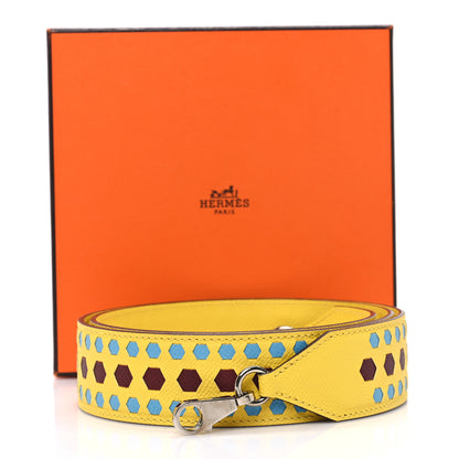 Hermes Epsom 40mm Hexagone Tressage Shoulder Strap Rouge H Jaune de Naples Gold 4 of 4