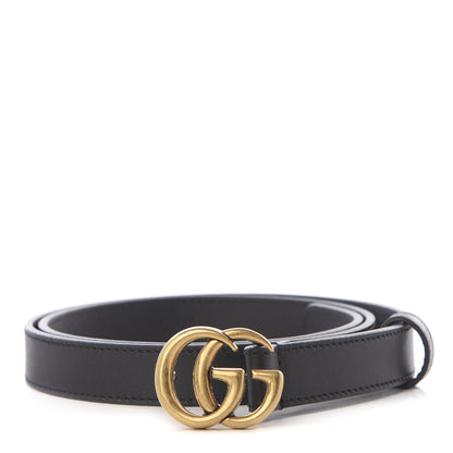 Gucci Calfskin Double G 20mm Belt 80 32 Black 1 of 5