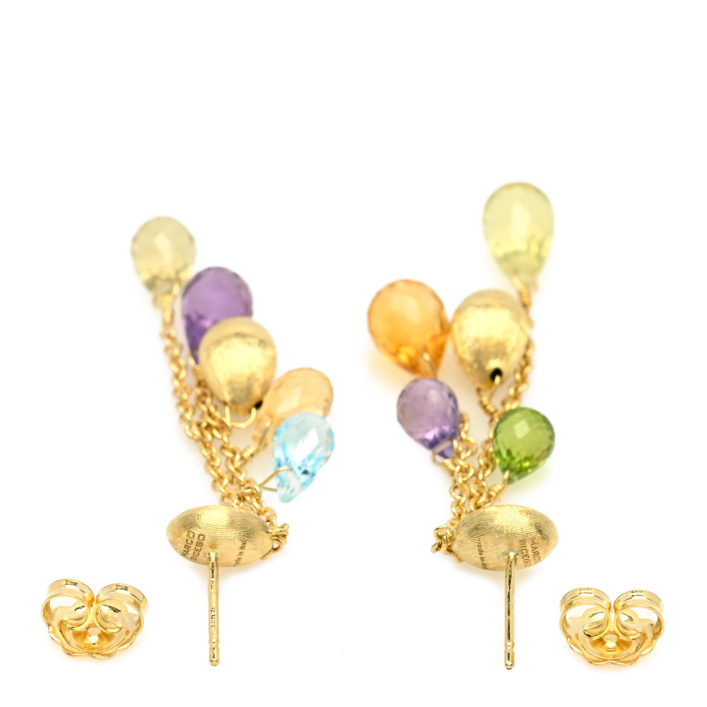 18K Yellow Gold Multi Gemstone Paradise Drop Earrings