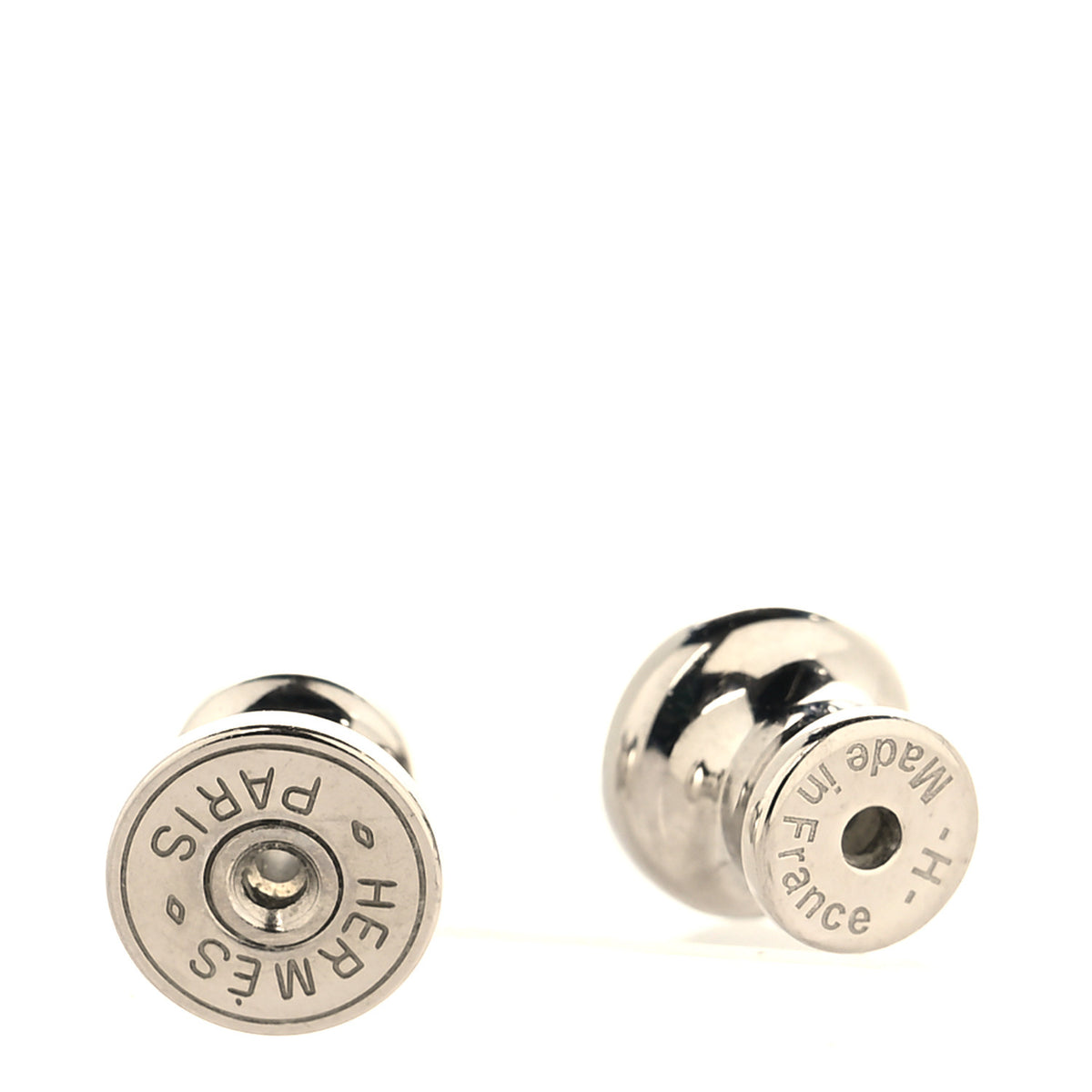 Hermes Palladium Lacquered Mini Pop H Earrings Marron Glace 4 of 4