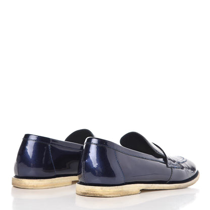 Chanel Patent CC Moccasin Loafers 40 Navy 4 of 12
