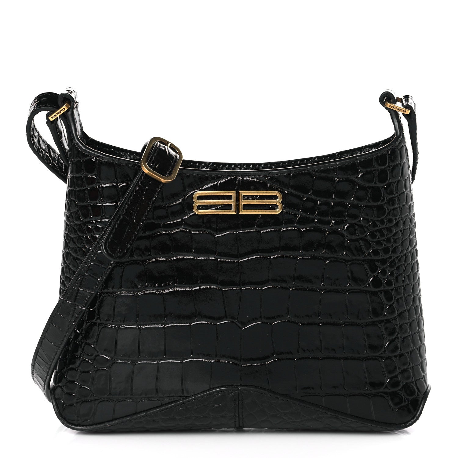 Balenciaga Shiny Super Supple Calfskin Crocodile Embossed Small XX Bag Black 1 of 8