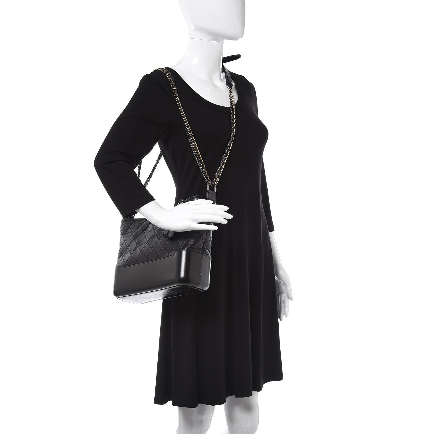 Chanel Aged Calfskin Quilted Medium Gabrielle Hobo Black 3 of 11
