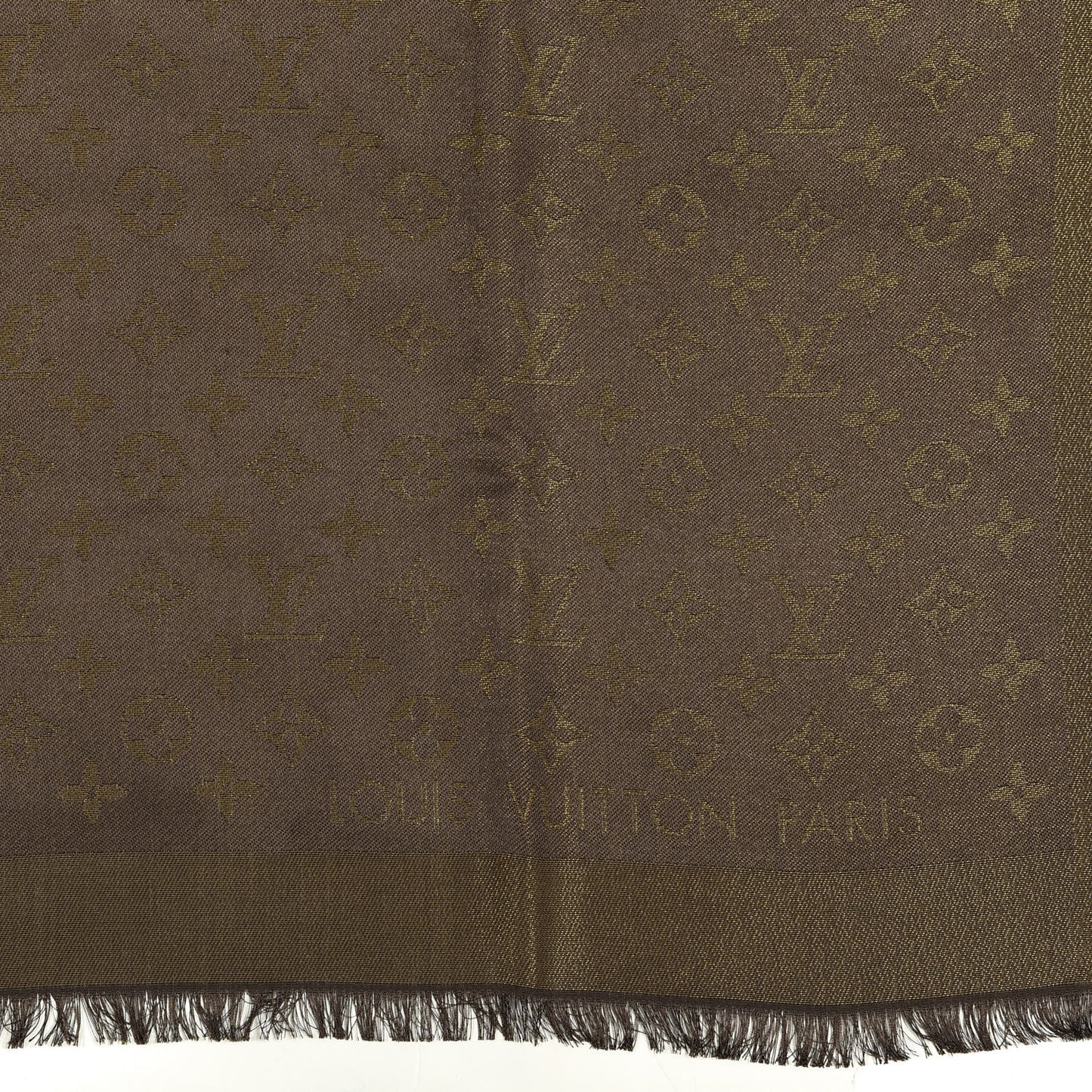 Silk Lurex Wool Monogram Shine Shawl Brown