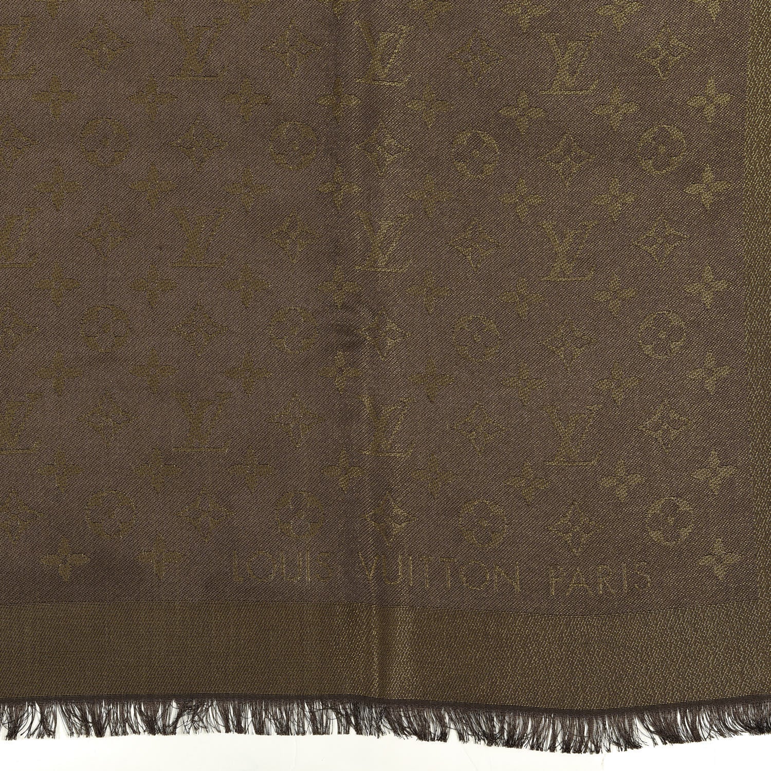 Louis Vuitton Silk Lurex Wool Monogram Shine Shawl Brown 2 of 3
