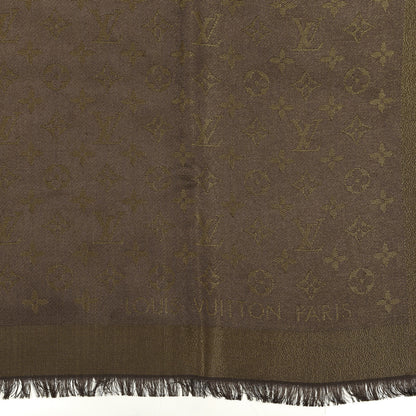 Louis Vuitton Silk Lurex Wool Monogram Shine Shawl Brown 2 of 3
