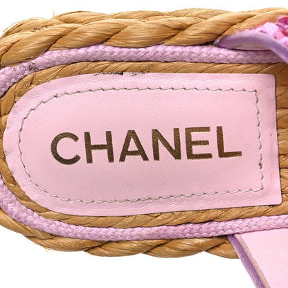 Chanel Tweed CC Thong Sandals 38 Light Purple Pink Red 8 of 9