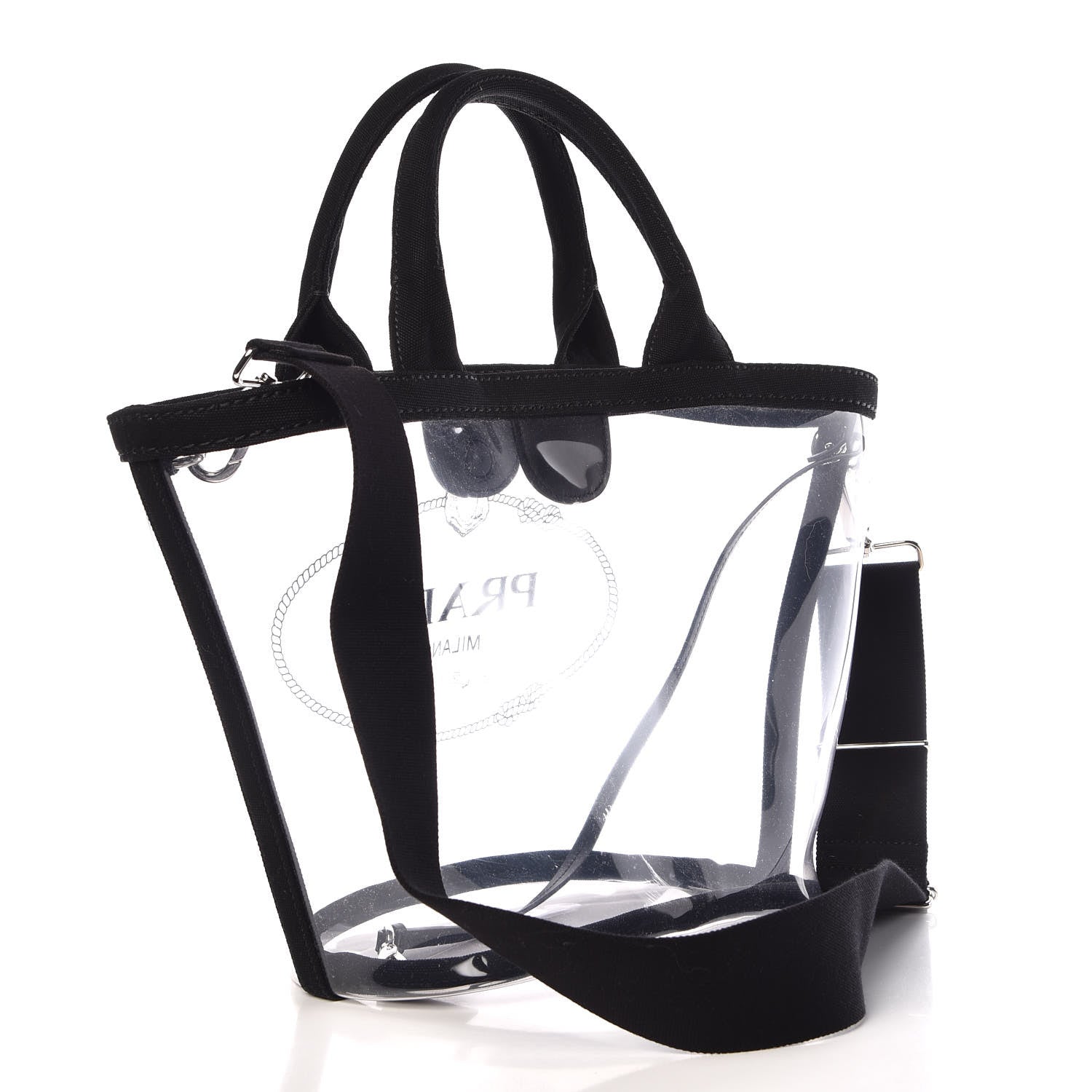 Prada Plexiglass Canapa Small Shopper Tote Black 4 of 11