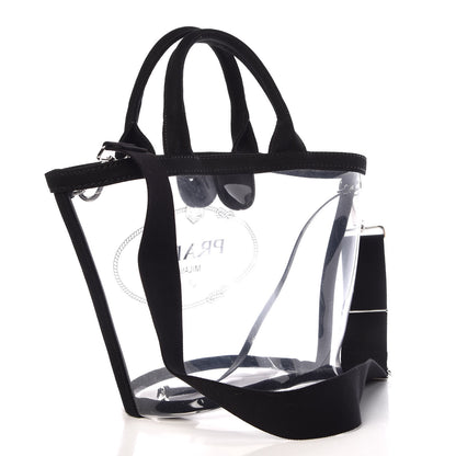 Prada Plexiglass Canapa Small Shopper Tote Black 4 of 11
