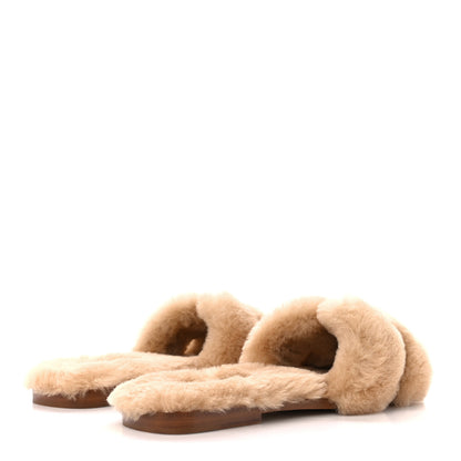 Hermes Woolskin Oran Sandals 39 Beige Argile 4 of 7