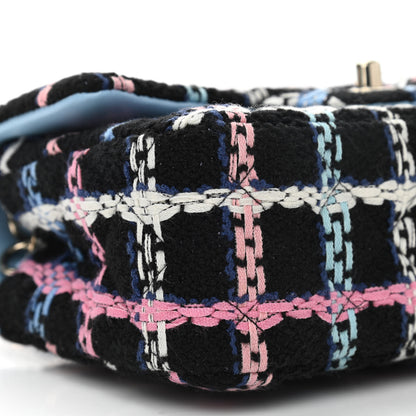Chanel Tweed Quilted Mini Rectangular Flap Black Pink Blue Ecru 9 of 11
