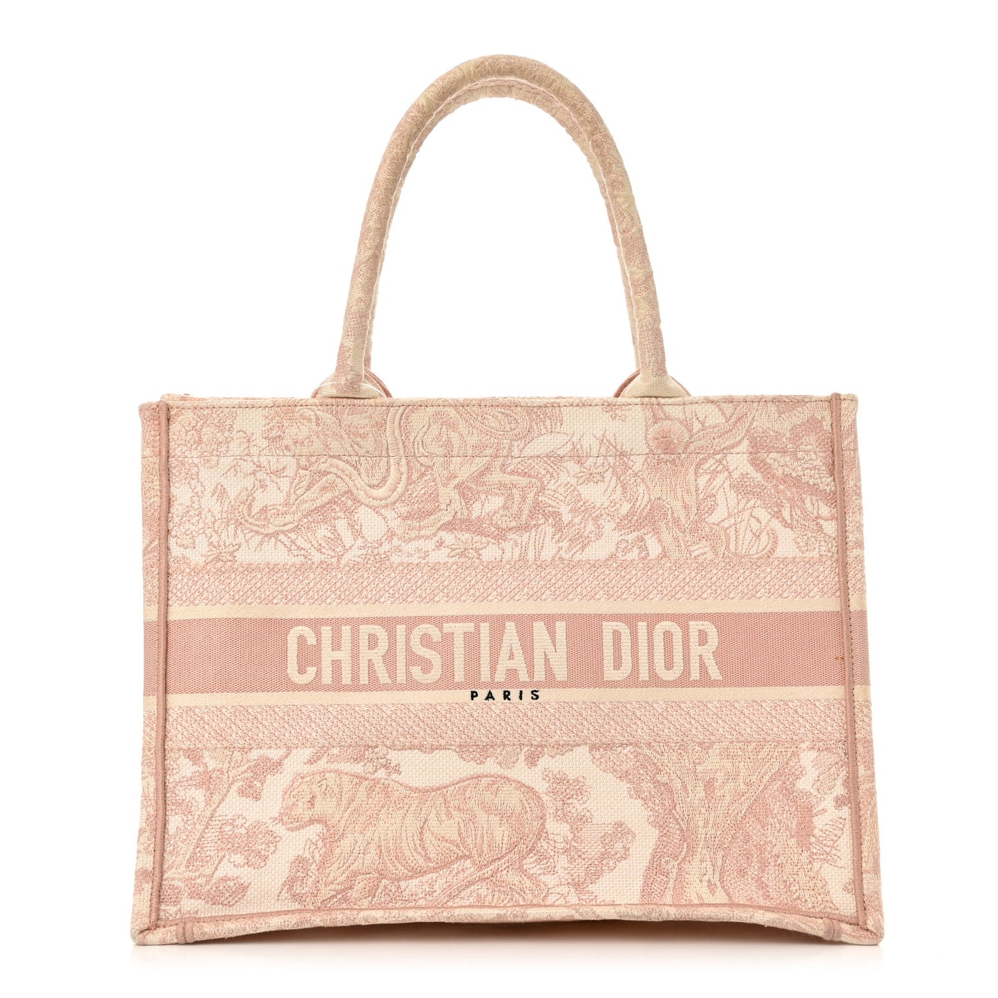 Canvas Embroidered Medium Dioriviera Toile De Jouy Book Tote Rose