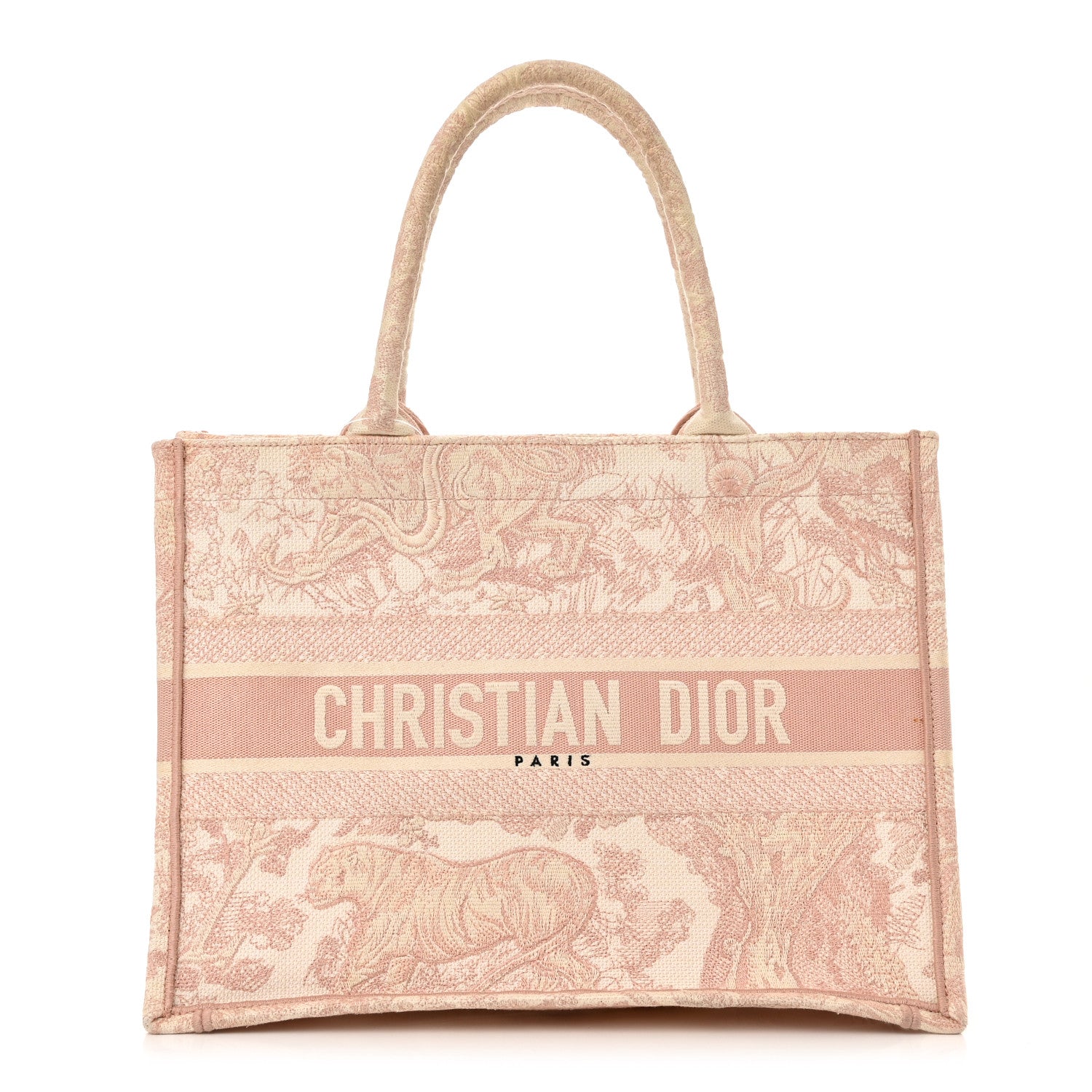 Christian Dior Canvas Embroidered Medium Dioriviera Toile De Jouy Book Tote Rose 1 of 10