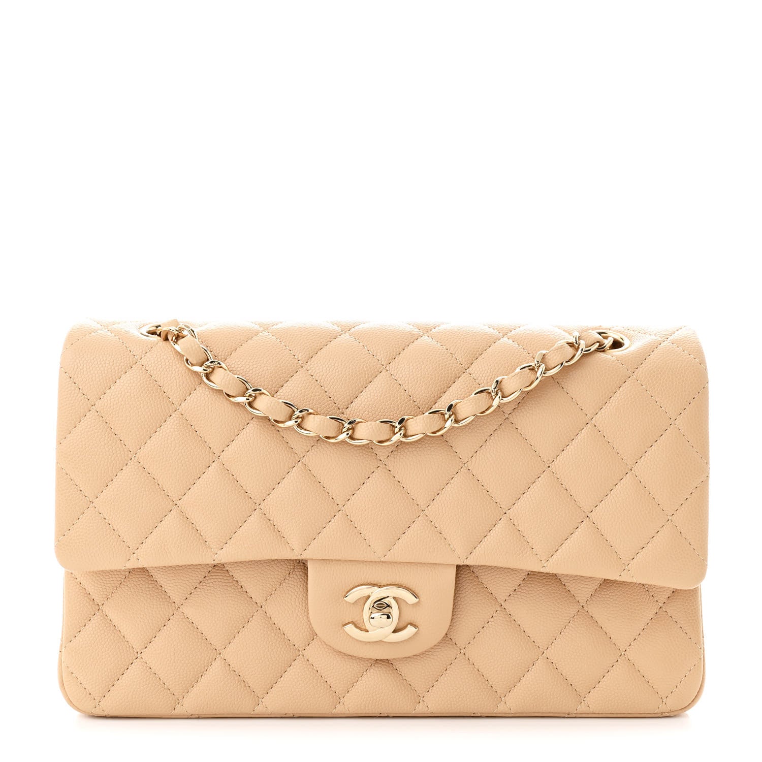 Chanel Caviar Quilted Medium Double Flap Beige 1 of 10