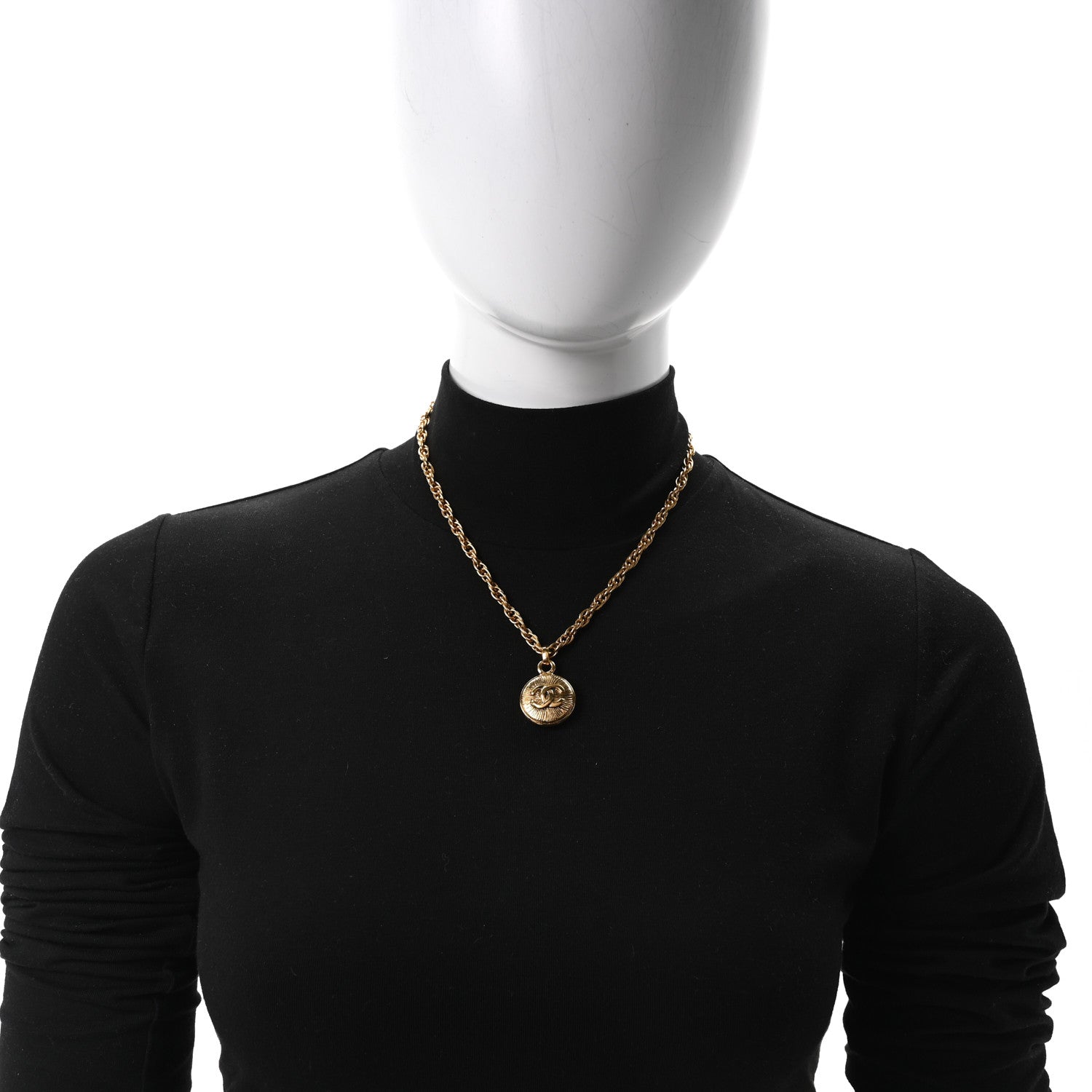 Chanel Metal CC Chain Pendant Necklace Gold 2 of 4