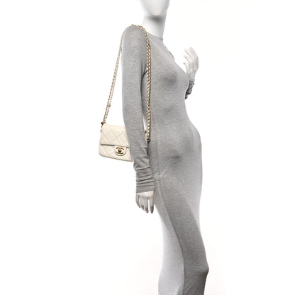 Chanel Shiny Lambskin Quilted Pearl Twist Mini Square Flap White 2 of 11