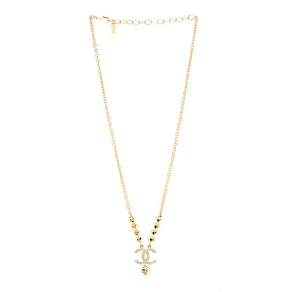 Chanel Crystal CC Heart Link Pendant Necklace Gold 3 of 7