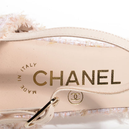 Chanel Tweed Grosgrain Bow Sandals Light Pink Black 7 of 7
