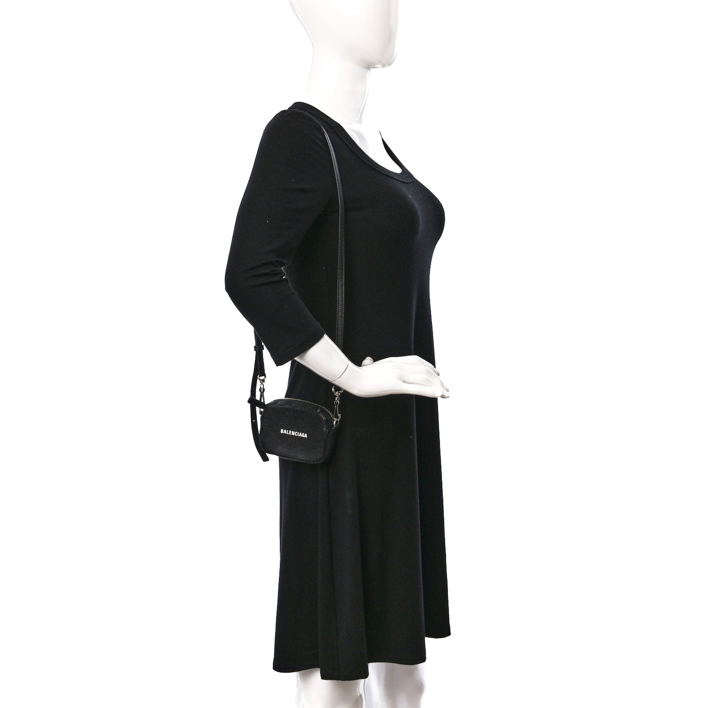 Grained Calfskin Logo Mini Cash Crossbody Pouch Black White