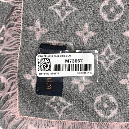 Louis Vuitton Wool Monogram Telling Stole Gris Clair 4 of 4