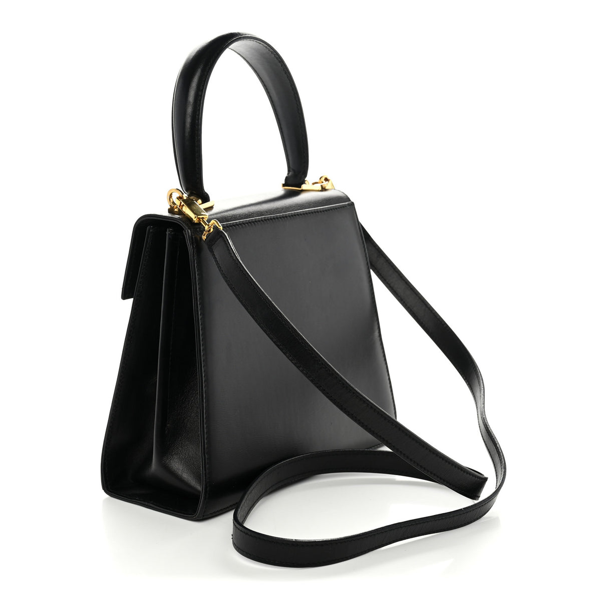 Brushed Off Calfskin Small Iconic Top Handle Black