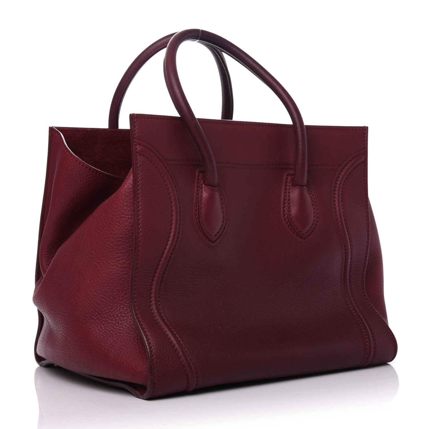 Celine Drummed Calfskin Medium Phantom Luggage Burgundy 3 of 8