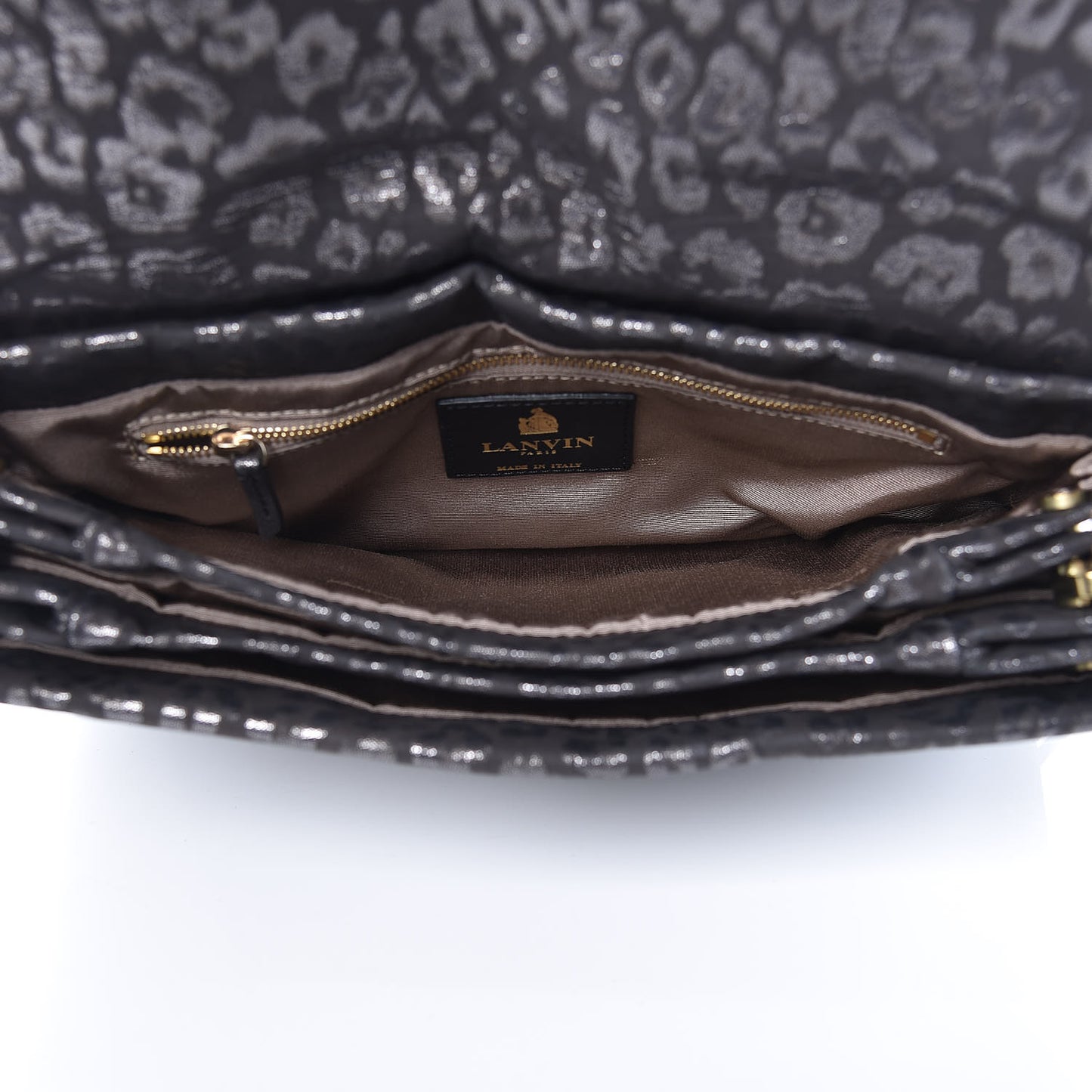 Suede Leopard Embossed Sugar Flap Shoulder Bag Black