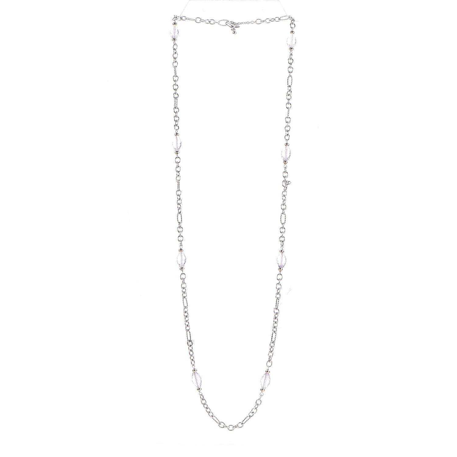 David Yurman 18K Yellow Gold Sterling Silver Amethyst Figaro Chain Necklace 3 of 6