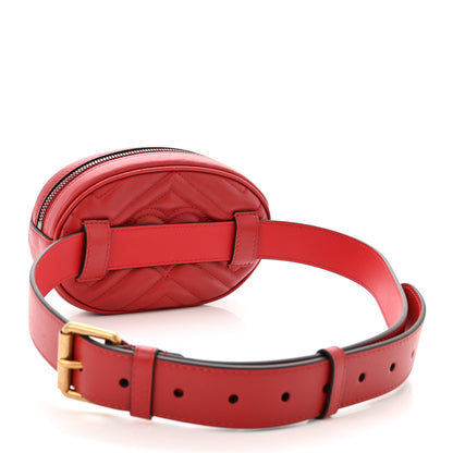 Gucci Calfskin Matelasse GG Marmont Belt Bag 85 34 Hibiscus Red 3 of 12