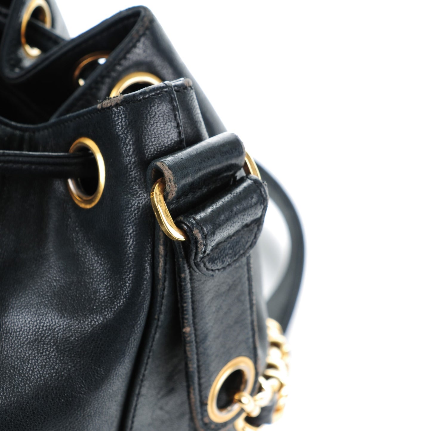 Lambskin CC Drawstring Bag Black