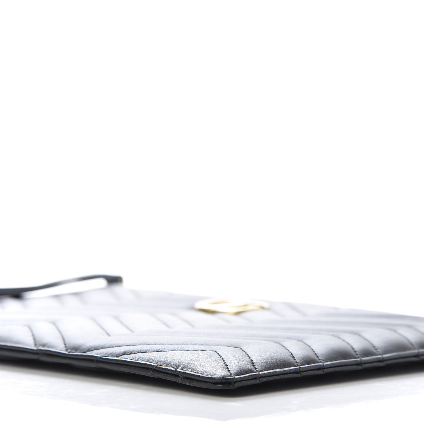 Calfskin Matelasse Large GG Marmont Zip Pouch Black