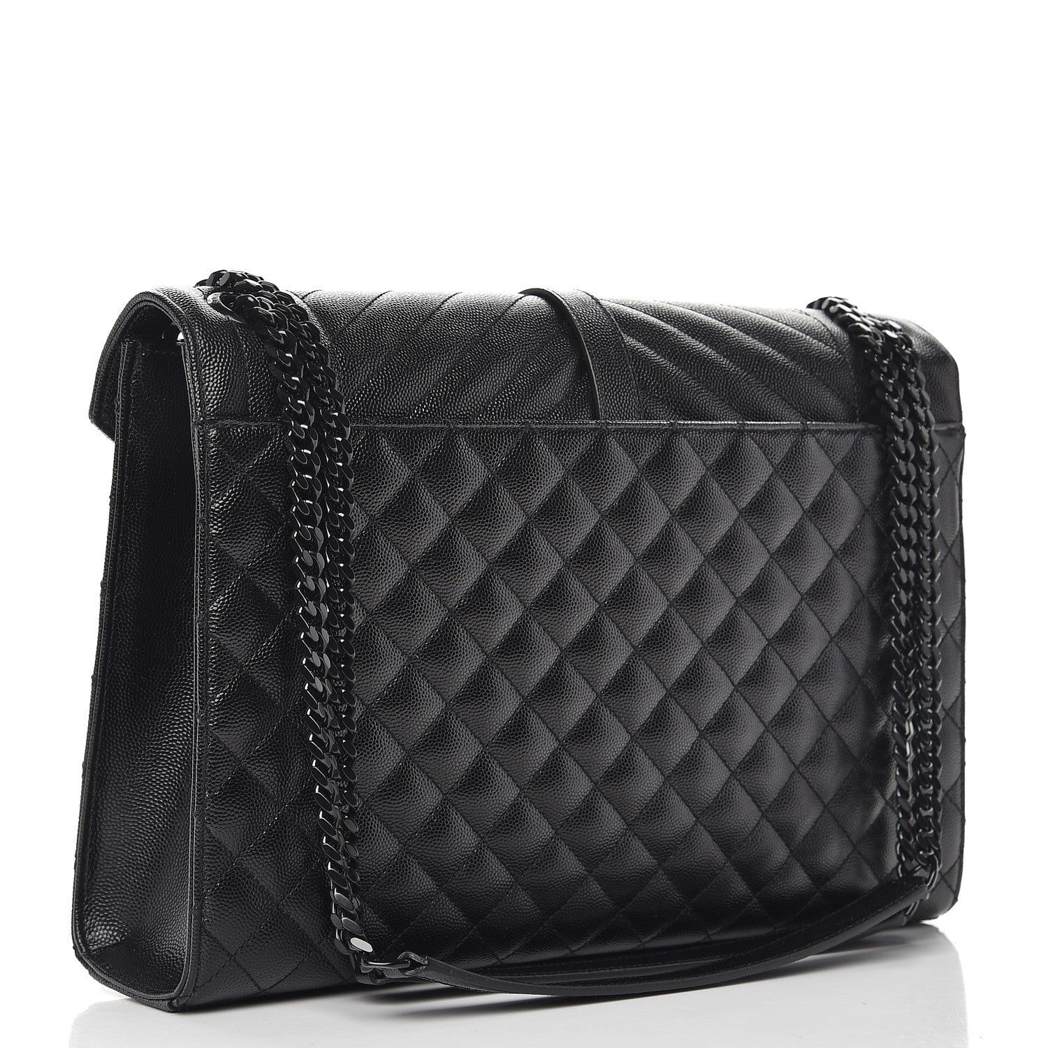 Saint Laurent Grain De Poudre Textured Mixed Matelasse Large Triquilt Monogram Monochrome Satchel Black 4 of 9