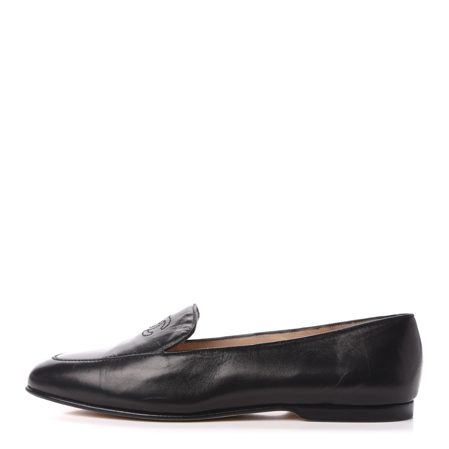 Chanel Lambskin CC Loafers 38.5 Black 1 of 7